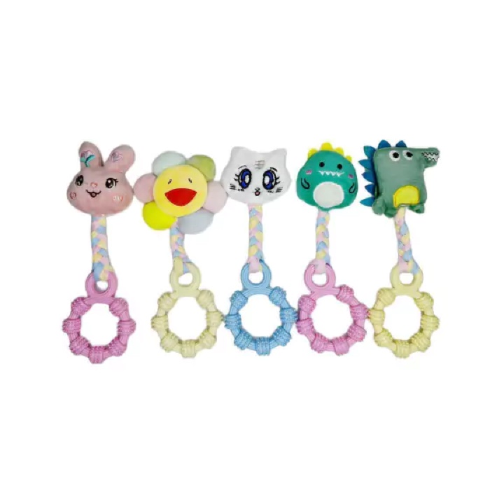 Mordillo aro con pinches y peluche caritas